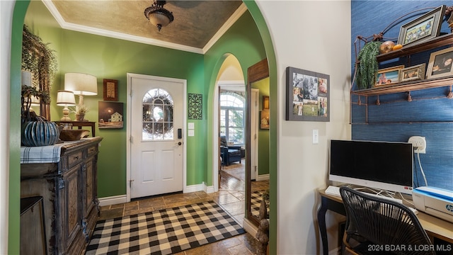 entryway with ornamental molding