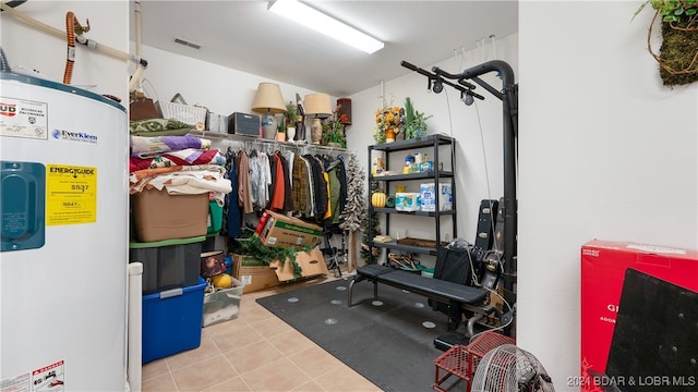 storage room with water heater