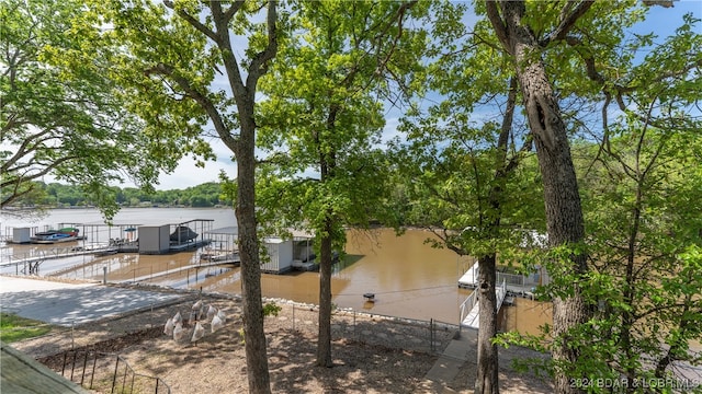 view of side of property with a water view