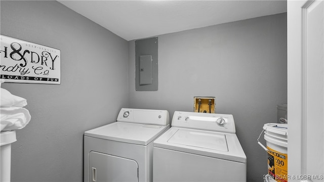 laundry area featuring washing machine and dryer and electric panel