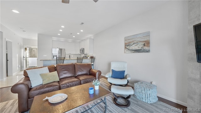 living room featuring light hardwood / wood-style flooring