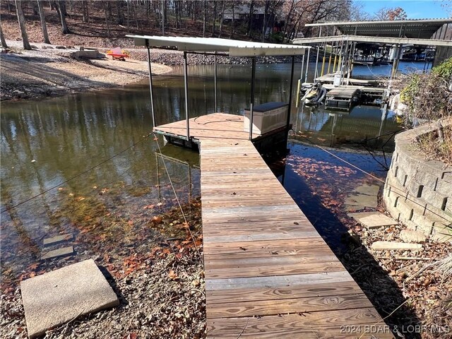 dock area featuring a water view