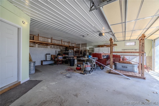 garage with a garage door opener