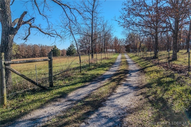 view of street with a rural view