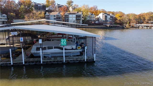 dock area featuring a water view