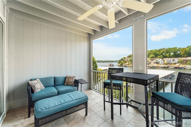 balcony with a water view