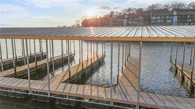 view of dock featuring a water view