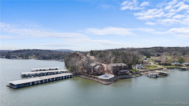 bird's eye view featuring a water view