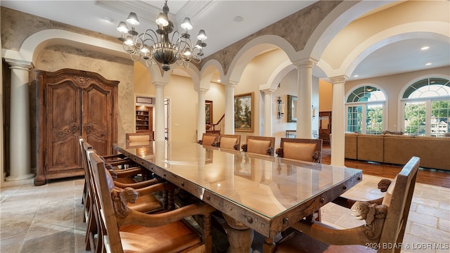 dining room featuring a chandelier