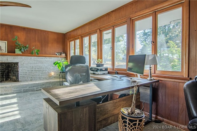 office with wood walls