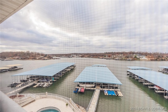 view of dock featuring a water view