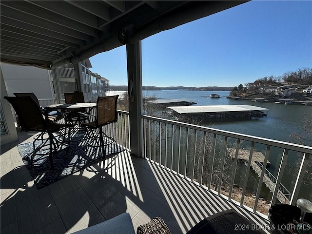 balcony with a water view