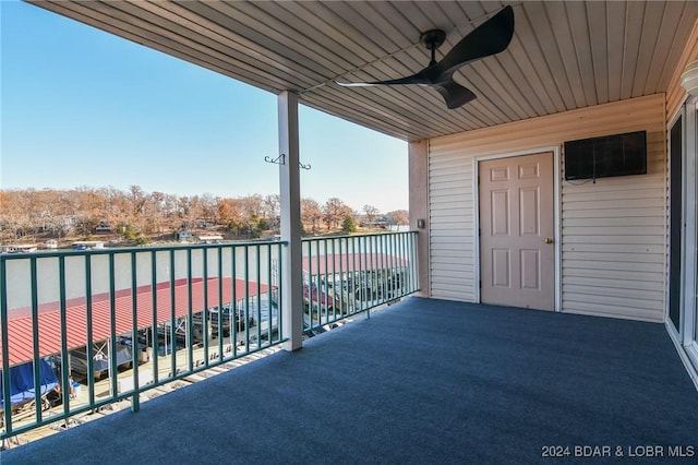 balcony with ceiling fan