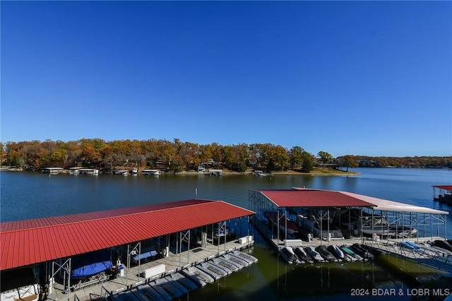 dock area featuring a water view