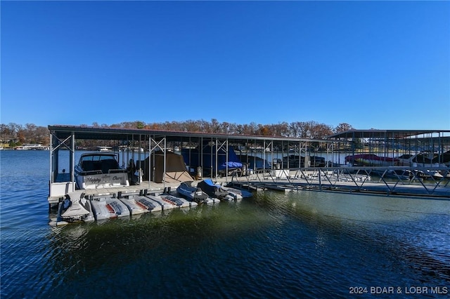 dock area featuring a water view