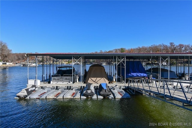 view of dock featuring a water view