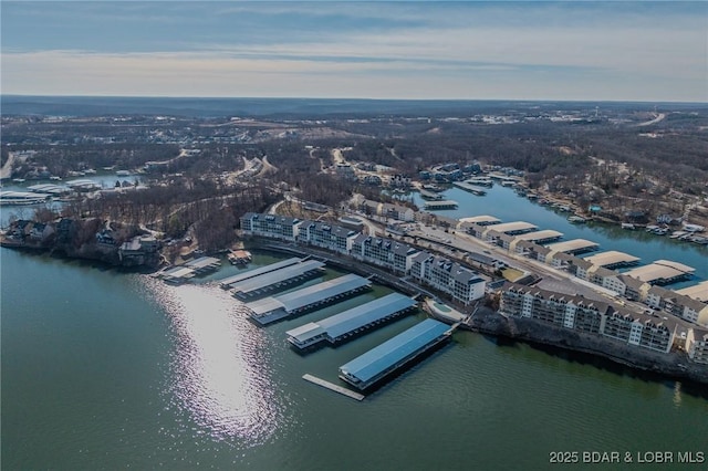 aerial overview of property's location featuring a large body of water