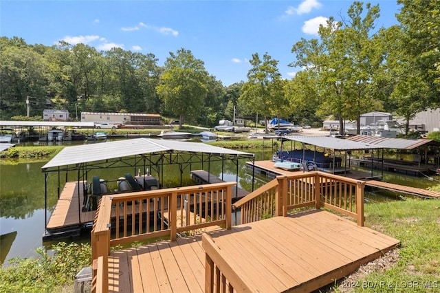 dock area featuring a water view