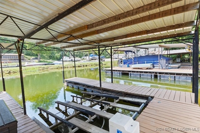 dock area featuring a water view