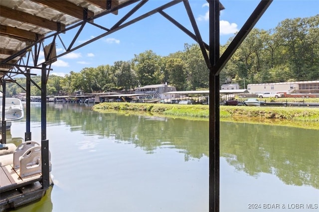 view of dock featuring a water view