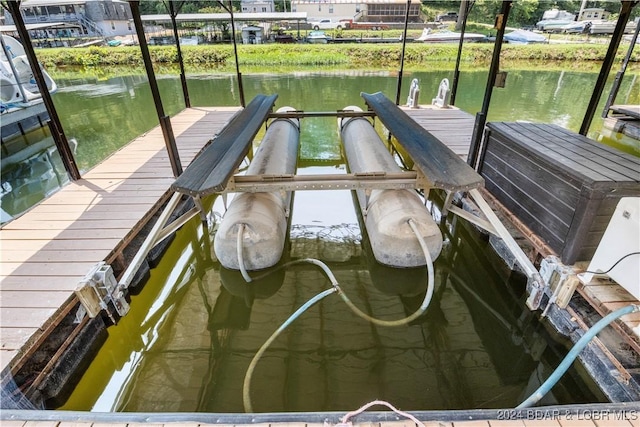 view of dock featuring a water view