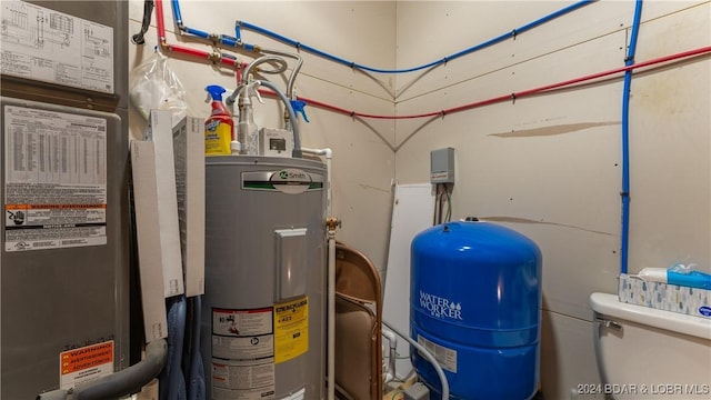 utility room with water heater