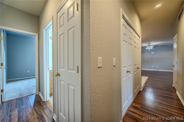 hall featuring dark hardwood / wood-style floors