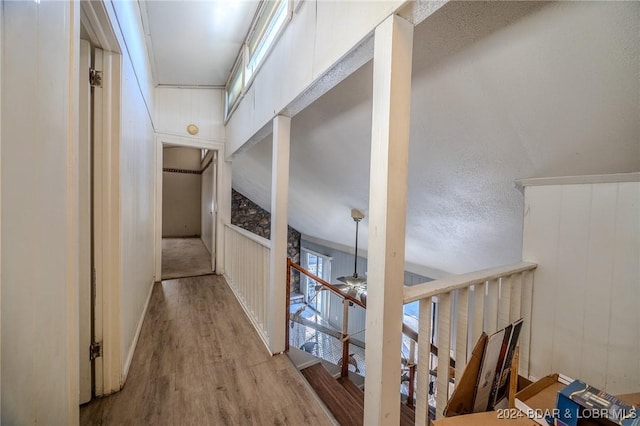 hall with light hardwood / wood-style floors and a healthy amount of sunlight