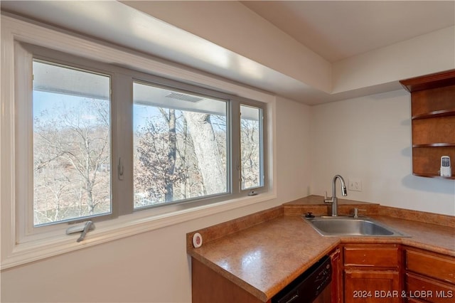 kitchen with dishwasher, plenty of natural light, and sink