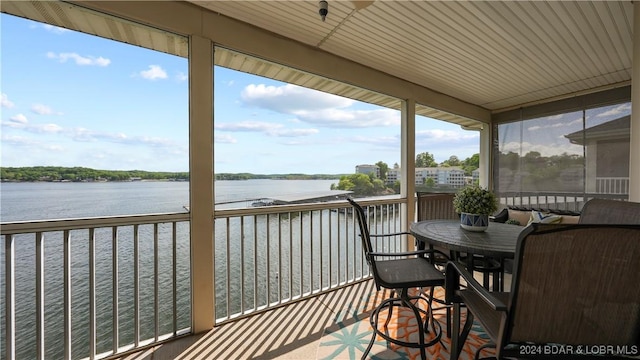 deck with a water view