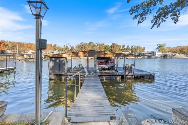 view of dock featuring a water view