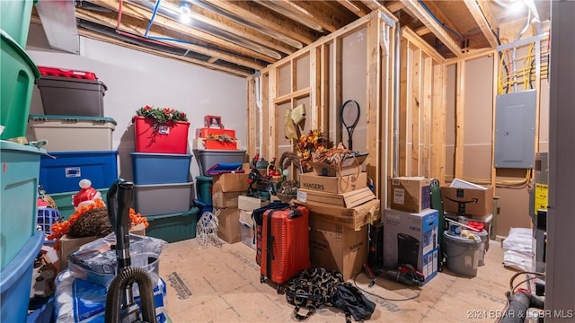 storage room featuring electric panel