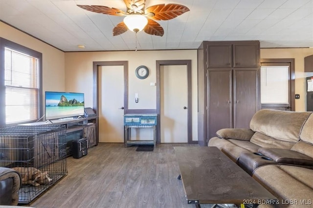 living room with light hardwood / wood-style floors