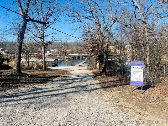 view of street featuring a water view