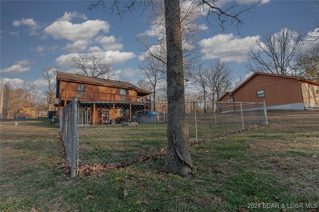 view of yard with a deck