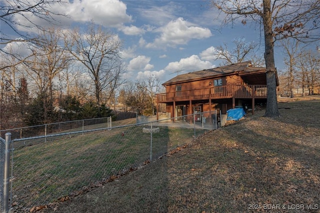 view of yard featuring a deck