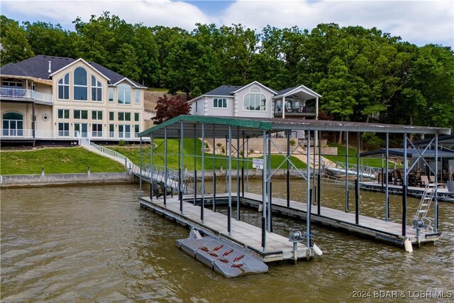825 Grand View Dr, Porto Cima, MO 65079 - dock featuring a water view and boat lift