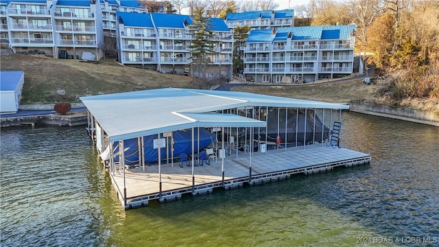 view of dock featuring a water view