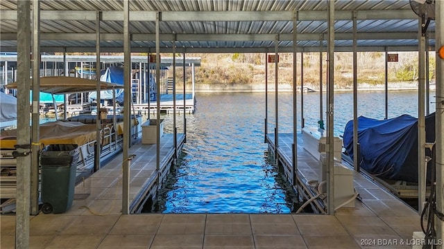 view of dock featuring a water view