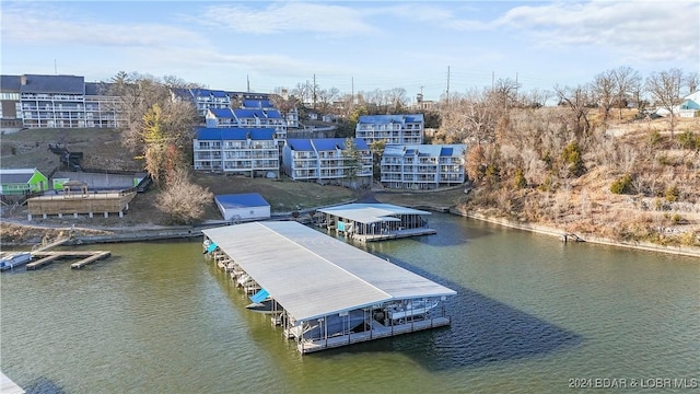 view of dock featuring a water view