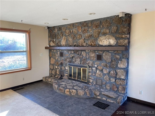 interior details with a fireplace