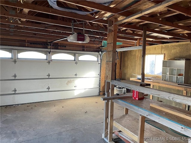 garage with a garage door opener