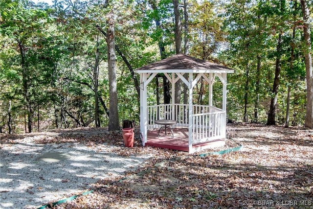 exterior space featuring a gazebo