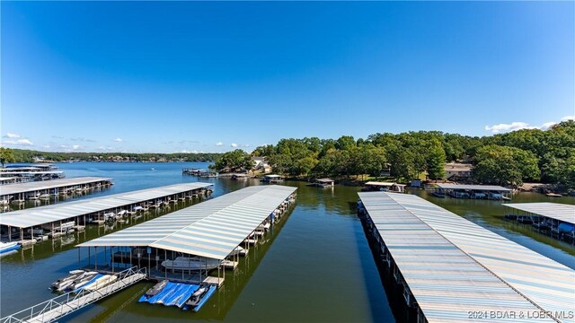 dock area featuring a water view