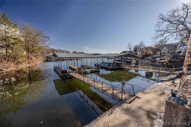 dock area featuring a water view