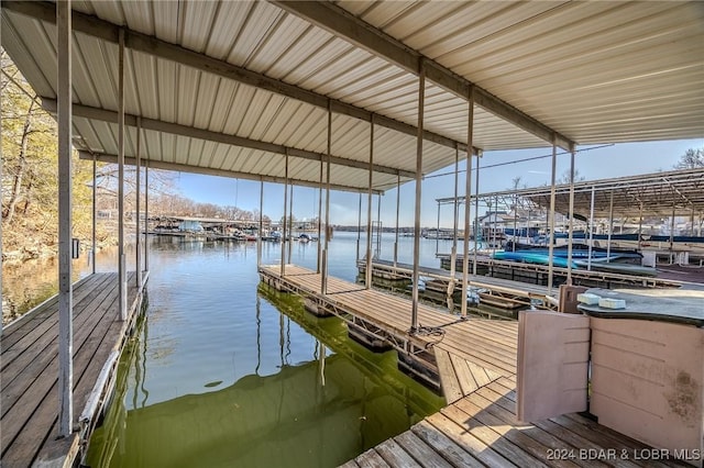 view of dock featuring a water view