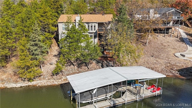 dock area featuring a water view