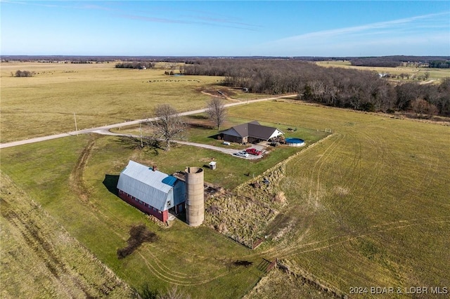 aerial view featuring a rural view