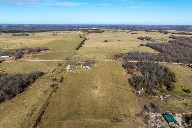 drone / aerial view featuring a rural view