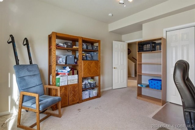 view of carpeted office space